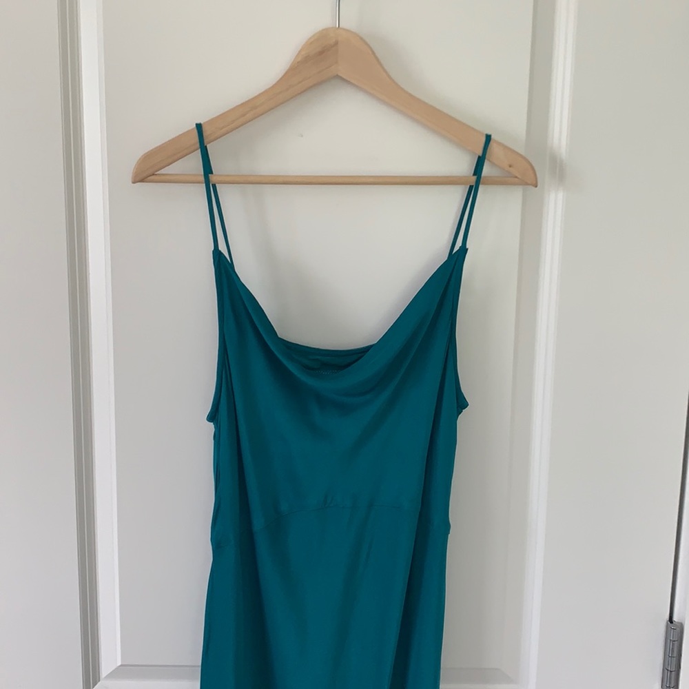 Anthropologie teal slip dress